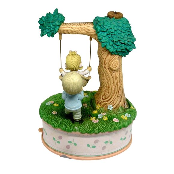 Precious Moments Musical Figurine "Always" Boy Pushes Girl on Tree Swing Vintage - Picture 4 of 5